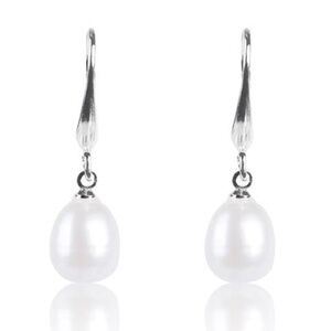 Womens Silver Plated Freshwater Cultured Pearl Dangle Earrings